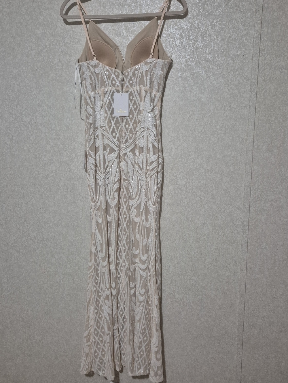 NWT Lulu's Ivory Beaded Lace Maxi Dress with Spaghetti Straps..SIZE:S - Picture 11 of 16
